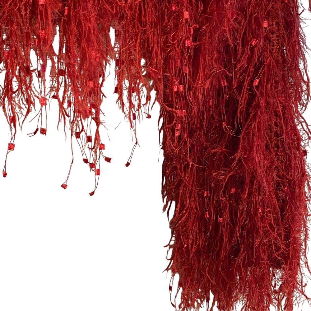 REHAB LAB Red Shaggy Eyelash Knit Long Bell Sleeve Sweater Size L - Picture 3 of 14